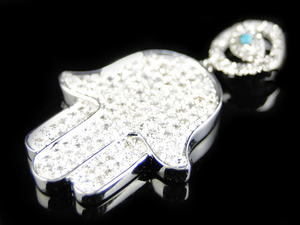 Moissanite Hamsa Mano Colgante Iced Out Eye Charm S925 Plata Hip Hop Joyería Espiritual Protección Colgante Para Hombres - Product Image 2