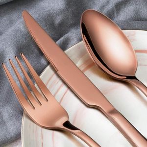 Couverts de finition en placage de cuivre couteau cuillère fourchette et épandeur ensemble cuisine restauration utilisé ensemble de couverts en métal - Product Image 3