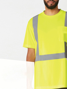 T-shirt de sécurité haute visibilité pour hommes 100% Chemise évacuant l'humidité en polyester pour la construction T-shirt réfléchissant pour hommes - Product Image 4