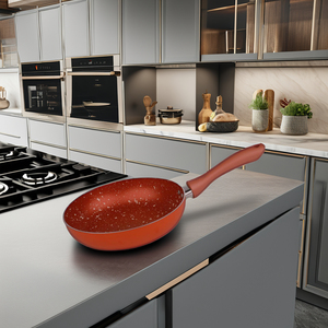 กระทะทอดแบบไม่ติดกระทะขนาด24ซม. สำหรับเชฟเคลือบหินอ่อน3ชั้นเคลือบทองแดงเซรามิกอลูมิเนียมและเครื่องครัวโลหะ - Product Image 2