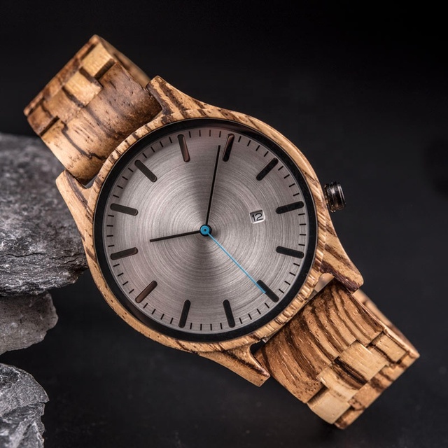 Handmade Minimalist Quartz Wood Watch with Date Wood Wristwatch with Japanese Movement Groomsmen Boyfriend Dad Gift
