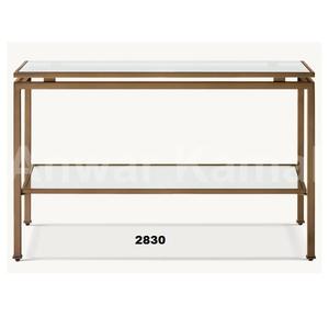 Alta calidad bronce acero inoxidable y vidrio templado transparente forma Rectangular 2 niveles Mesa sofá mesa auxiliar Ideal para sala de estar - Product Image 1