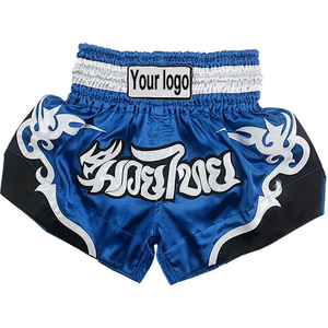 Pantalones cortos de boxeo hechos a mano personalizados de LICRA de secado rápido/poliéster con estampado de transferencia de calor Muay Thai para artes marciales, incluidos - Product Image 1