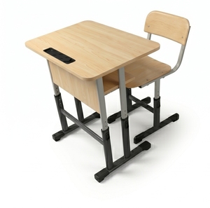 Escritorio Escolar Moderno con Patas Metálicas en Forma de T, Acabado con Recubrimiento en Polvo, Superficie de Madera Blanca, Silla Ajustable en Altura, Diseño Duradero y Minimalista - Product Image 5