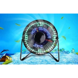 Desk Fan with <b>LED</b> Light, USB, <b>Clock</b> and Temperature Display, 18cm, Plastic, 3 Assorted Colors - Product Image 4