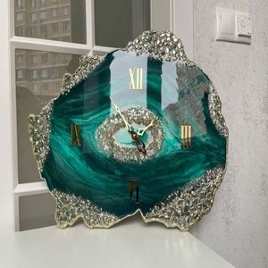 Elegant Resin <b>Wall</b> <b>Clock</b> Handmade Decorative Timepiece Needle Silent Sweep <b>Mechanical</b> Movement Modern Art Design for Home Office - Product Image 5
