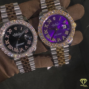 VVS Moissanite นาฬิกาผู้ชายผู้หญิงเพชร, นาฬิกาสไตล์ฮิปฮอปหรูหราวินเทจหลากสีหน้าปัดคุณสมบัติ41mm - Product Image 4