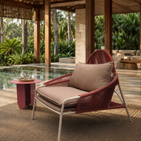 Fauteuil de jardin en aluminium imperméable avec design en corde tressée résistant aux intempéries, pour hôtel, villa, jardin, mobilier d'extérieur