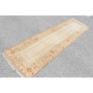 พรมตุรกีวินเทจ ขนาด 2.6x9.4 ฟุต สีเบจน้ำตาลลายจุด ทำจากขนสัตว์ - Product Image 2