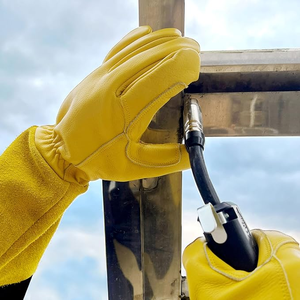 Gants de soudage Mig Tig résistants à la chaleur en cuir de vachette résistant à la chaleur de haute qualité de grade 14 pouces 16 pouces de long - Product Image 5