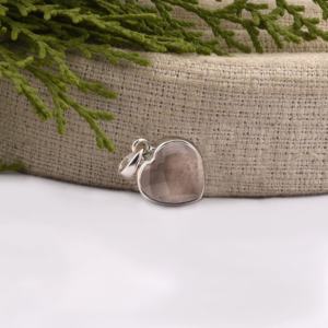 Colgante de Plata de Ley 925 con piedras preciosas en forma de corazón de cuarzo rosa natural con colgante de moda Chapado en plata para mujer. - Product Image 2