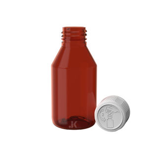 Botella de jarabe para mascotas Embalaje de plástico 120ml Cuadrado redondo con tapa CR Ámbar Mejor precio Servicio OEM ODM de Vietnam Factory M0774 - Product Image 2