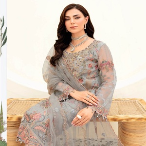 Vestidos bordados de boda para niñas marca pakistaní Ramsha MINHAL 9 3 piezas Organza Salwar Kameez trajes fiesta larga viste pakistaní - Product Image 6
