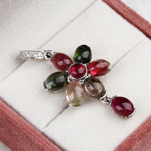 Pendentif en tourmaline naturelle pour femmes fait à la main en argent sterling massif 925 avec pendentifs fins en pierre précieuse cubique CZ et breloques en gros - Product Image 5