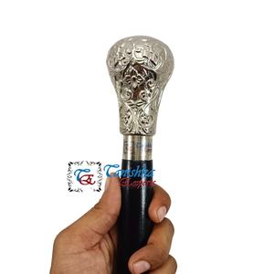 Bastón Victoriano de Latón Electrochapado con Madera, Diseño Náutico, Cabeza de Perilla Plateada, Hecho a Mano, Plegable en 3 Partes, Elegante, de Pascua, 96 cm - Product Image 4