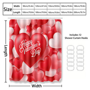 Custom Printed Waterproof Shower Shower <b>Curtain</b> for Bathroom Waterproof Polyester <b>with</b> <b>Hooks</b> - Product Image 4