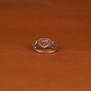 Anillo de corte en forma de corazón de diamante cultivado en laboratorio personalizado de lujo 18K chapado en oro blanco sólido compromiso mujeres-Anillo de corte en forma de corazón rosa - Product Image 3