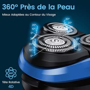 Rasoir électrique 2-en-1 pour homme, 2e génération, tête flottante, longue autonomie, utilisation humide/sèche, écran LED, triple lame, bleu foncé, IPX7 - Product Image 3