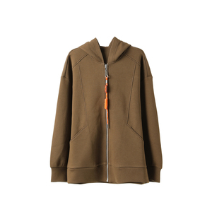 Nuevo diseño con cordones y cierre de cremallera embellecido suelto casual liso lavado vintage Sudadera con capucha con cremallera de alta calidad 2025 - Product Image 3