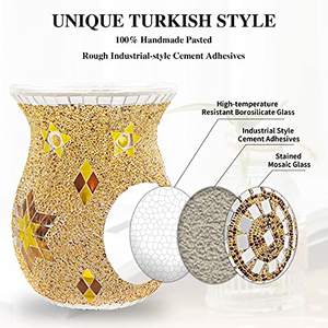 Quemador de aceite de vidrio de mosaico decorativo con estilo turco exótico quemador de cera de mosaico hecho a mano vibrante con uso de aromaterapia precio bajo - Product Image 2