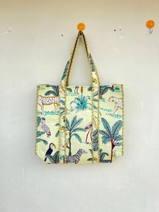 Bolsa de algodón acolchada de verano bohemio con estampado de jungla verde, regalo de Festival a granel, invitado, viaje grande, compras, deportes, Picnic - Product Image 4