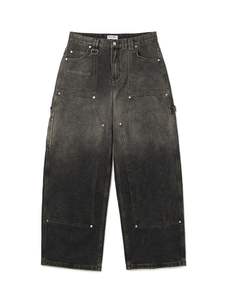 Pantalones Vaqueros Personalizados 100% Algodón, 16 OZ, Gruesos, Desgastados, Rotos, para Hombre y Mujer, Lavado Desteñido, Estilo Holgado y Recto - Product Image 4