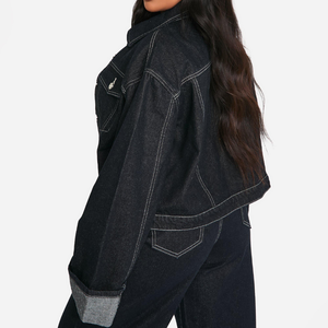 Veste en jean d'extérieur de haute qualité jeunes femmes Logo personnalisable OEM bouton décoration nouvelle Collection veste en jean tenues lavées - Product Image 3