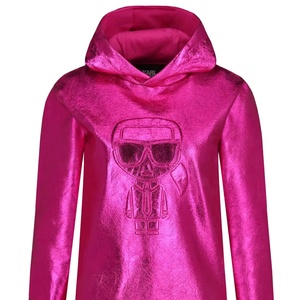 เสื้อฮู้ดครอปผู้หญิง เสื้อพูลโอเวอร์ลำลองทรงหลวม ผ้าโฮโลแกรมแบบเปียก เสื้อฮู้ดมีฮู้ดแบบเมทัลลิก เสื้อครอปท็อปสำหรับออกงานกลางคืน - Product Image 5