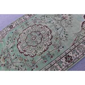 พรมวินเทจขนาด 5.6x9.7 ฟุต พรมตุรกี พรมสีเขียวไล่เฉด พรมขนสัตว์ - Product Image 5