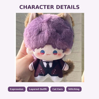 Peluche personnalisée de 10 cm avec oreilles de chat, figurine mignonne en peluche, conception OEM ODM pour cadeaux en gros