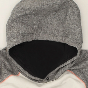 Women's Breathable Cotton Fleece <b>Pullover</b> Hoodie Grey Colourblock <b>Jumper</b> Top for Winter Front Logo Design - Product Image 3