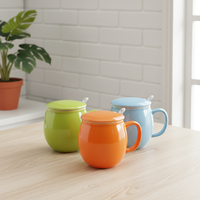 Mug en porcelaine durable de haute qualité 3459016 avec couvercle, design de tasse de voyage anti-fuite pour l'exportation