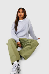 Women's Oversized Full-Length <b>Borg</b> Sweatshirt Soft Back <b>Fabric</b> Hoodies Embroidery Decoration Drop Shoulders Front Winter Solid - Product Image 2