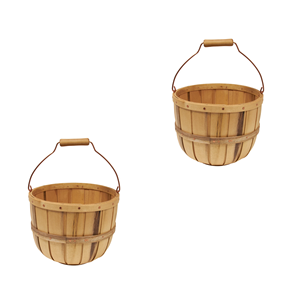 ตะกร้าบุชเชลไม้แบบชนบทพร้อมที่จับสำหรับเก็บเกี่ยวในสวนกระถางต้นไม้กลางแจ้งจากเวียดนาม - Product Image 3