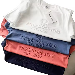 Wholesale Oversized Short Sleeves T shirts OEM Breathable embossed <b>TShirt</b> for Men with custom logo Create Your Own Style <b>TShirt</b> - Product Image 1