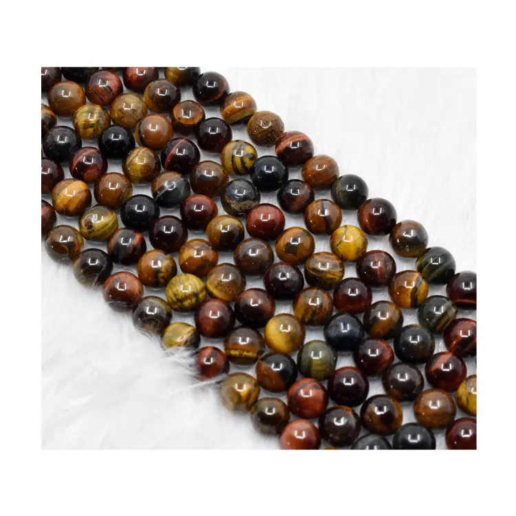 Indian Exporter and Supplier of Good Quality Glossy Bulk Round Natural Stone Multi Tiger Eye 6MM Round Beads for Sale