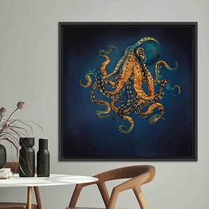 Stylish Octopus Print Canvas Wall Art for Elegant Home Decor,BLACK <b>FRAMED</b> CANVAS - Product Image 1
