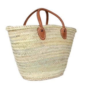 Panier XL naturel avec double poignée en cuir naturel Sac en corde de papier tissé Crochet Macramé Sacs de plage Direct From Indian Supplie - Product Image 1