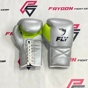 Guantes de Boxeo FLY de Cuero Genuino Plateados y Rosas con Cordones para Sparring, en Venta, OEM, Hechos a Medida, con Logotipo Personalizado, Guantes al por Mayor - Product Image 6