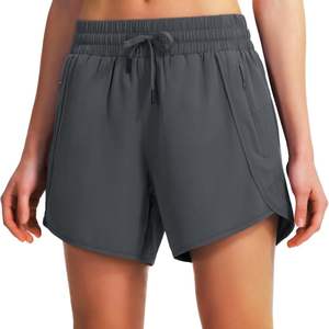 Pantalones cortos de mujer, pantalones cortos de compresión sólidos lisos, pantalones cortos de Entrenamiento Personalizados, ropa deportiva de secado rápido para gimnasio con cintura con cordón - Product Image 3