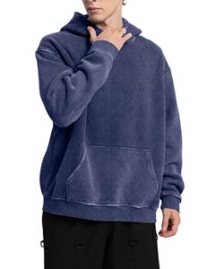 Sweat-shirts d'hiver pour hommes de qualité supérieure, décontractés, respirants, en molleton 100% coton, coupe ample, avec poche, motif uni, teinture unie - Product Image 3