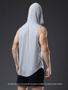 Eco Friendly Polyester High Quality <b>Sleeveless</b> Tank Tops Sports Gym Clothing <b>Men</b> Summer Breathable <b>Hoodie</b> Tank Tops - Product Image 2