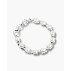 Pearl <b>Bracelet</b> in Sterling <b>Silver</b>-Elegant Bangle - Product Image 1