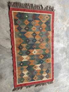 Alfombra Kilim de yute/lana con patrón geométrico tejido a mano, color personalizado, lavable, bohemio, tonos tierra, alfombra de entrada y pasillo - Product Image 6