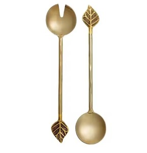 <b>Gold</b> Polished <b>Spoon</b> Mirrored Salad Server High Quality Shiny Cutlery Steel Metal Handle - Product Image 2