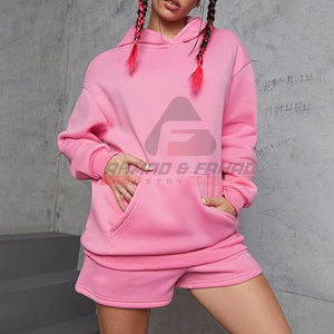 Ensemble court de sweats à capuche pour femmes de couleur personnalisée de dernier style vente en gros d'ensemble court de sweats à capuche pour femmes respirants - Product Image 2