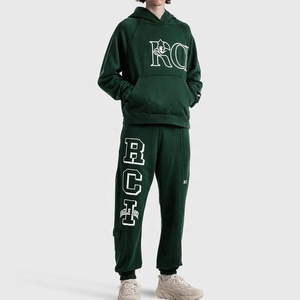 Sudadera con estampado de bordado para hombre, sudaderas con capucha, ropa de calle con logotipo personalizado, conjunto deportivo de dos piezas, chándal deportivo para correr - Product Image 2
