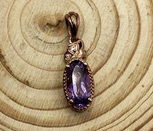 925 Silver <b>Pendant</b> in Rose Gold Plating <b>Amethyst</b> Gemstone <b>Pendant</b> Minimalist <b>Necklace</b> Gift <b>Amethyst</b> <b>Pendant</b> Healing Jewelry - Product Image 4