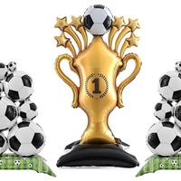 Ballons géants autoportants en aluminium pour décorations de fête sur le thème du football, en forme de trophée, de poteau de but ou de pile de ballons, pour fêtes sportives