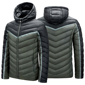 Chaqueta acolchada de trabajo con parches y bordado personalizado para hombre, abrigo de invierno con capucha acolchado grueso y cálido, tela tejida multicolor con tu propio logotipo - Product Image 3